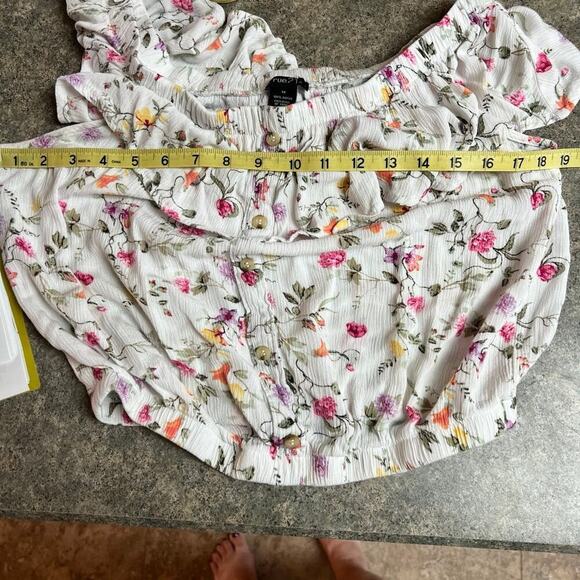 RUE 21 peasant off shoulder white elastic waist, short sleeve top women's M - Picture 5 of 11